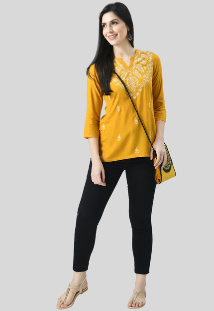 Chikan Short Kurti For Women