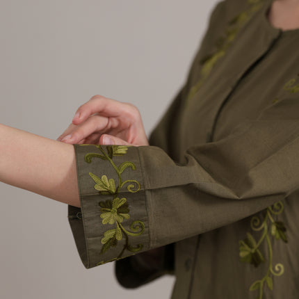 Qazmi Women Aari Embroidered Pure Cotton Mandarin Collar Top