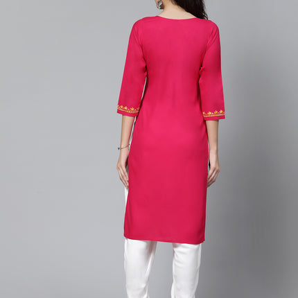 QAZMI Kashmiri Embroidered Straight Kurta