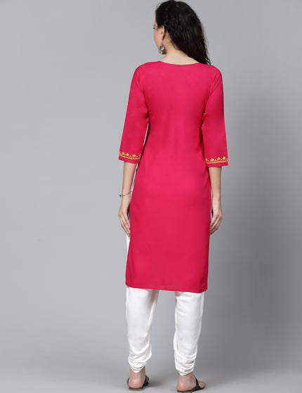 QAZMI Kashmiri Embroidered Straight Kurta