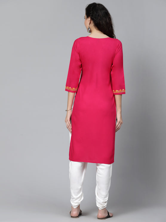 QAZMI Kashmiri Embroidered Straight Kurta