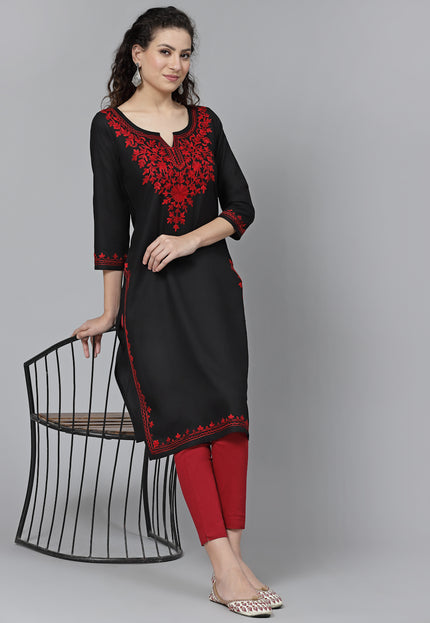 Black Maron Aari Long Kurti For Women