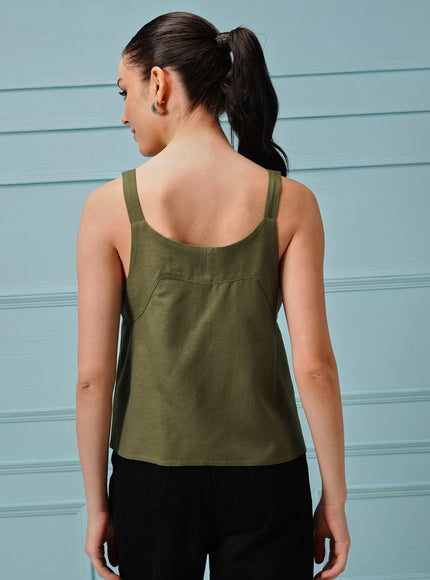 Qazmi Women's Cotton Linen Tank Top