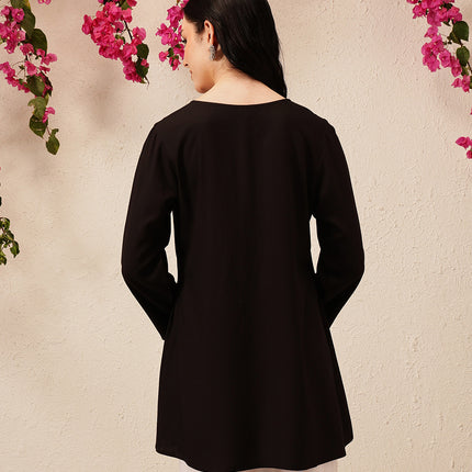 Qazmi Women's Kashmiri A-Line  Flared Kurti