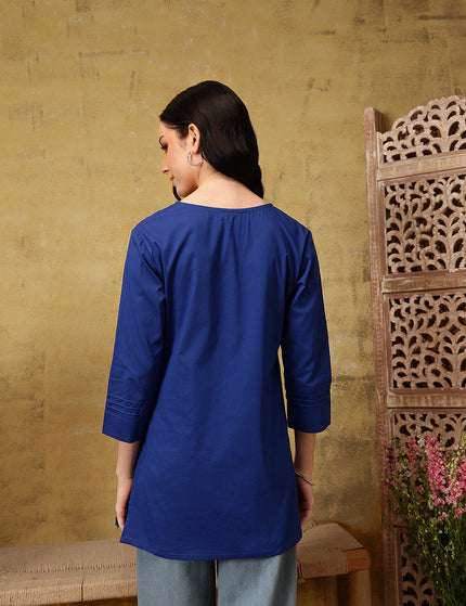Qazmi Women's Pure Cotton Kashmiri Aari Work White Kurti