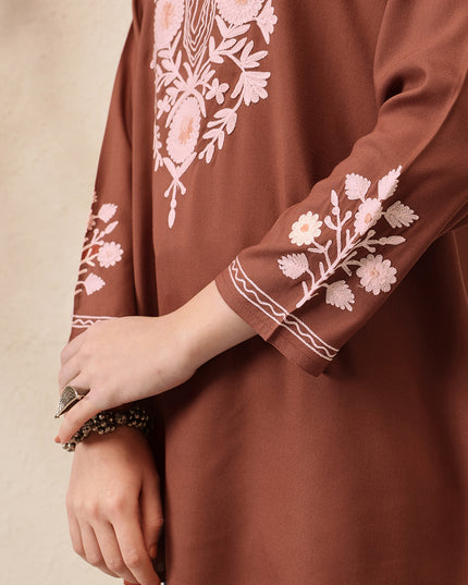 Qazmi Women's Kashmiri A-Line  Flared Kurti