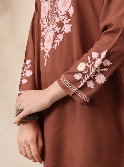 Qazmi Women's Kashmiri A-Line  Flared Kurti
