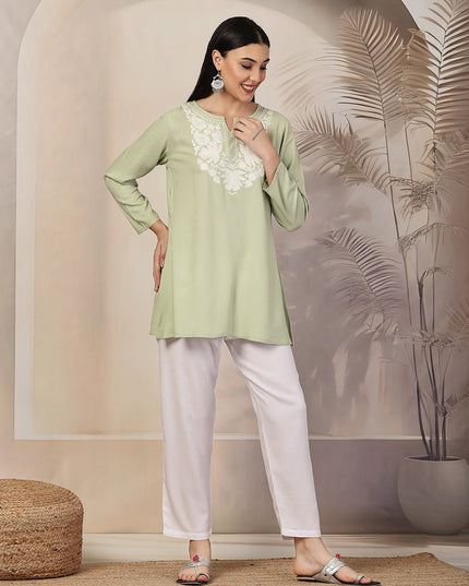 Pista Green Aari Co-Ord Set Set for Women
