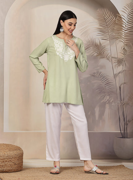 Pista Green Aari Co-Ord Set Set for Women