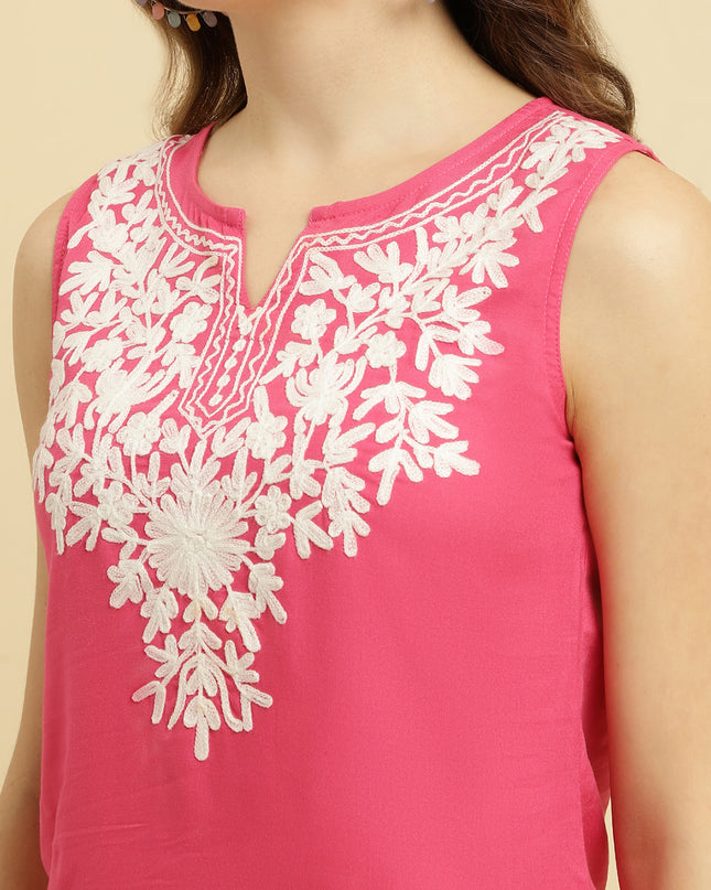 Aari Sleeveless Short Kurti For Women