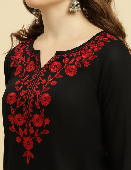 Maroon Silk Short Kurti For Women