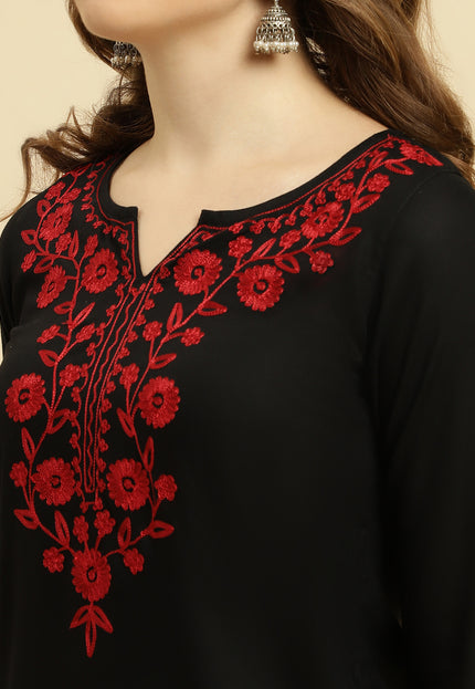 Maroon Silk Short Kurti For Women