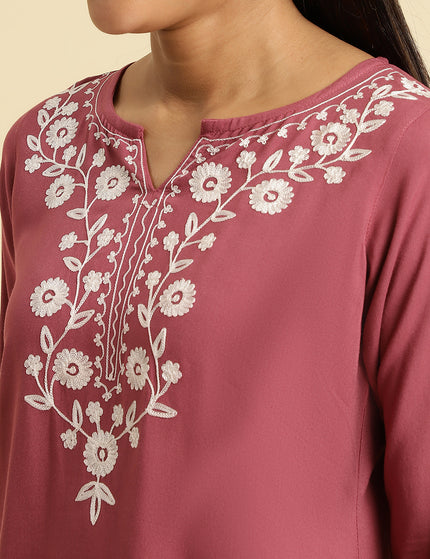 Light Wine Silk Short Kurti For Women