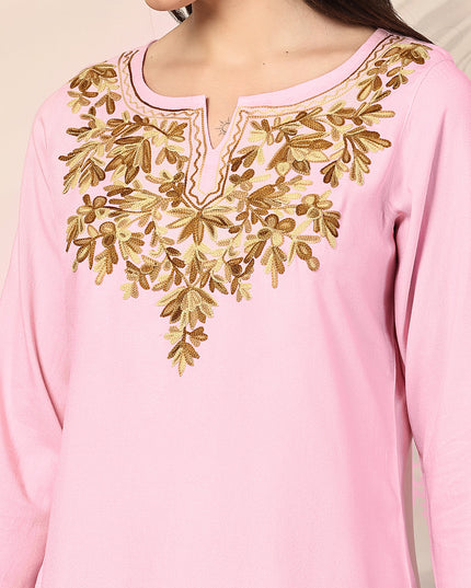 Aliyna Pink Short Kurti For Women