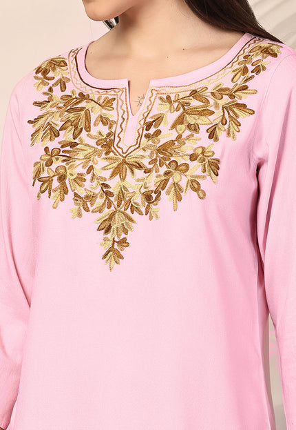 Aliyna Pink Short Kurti For Women