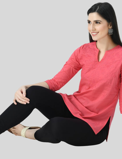 Self Chikan Short Kurti For Women