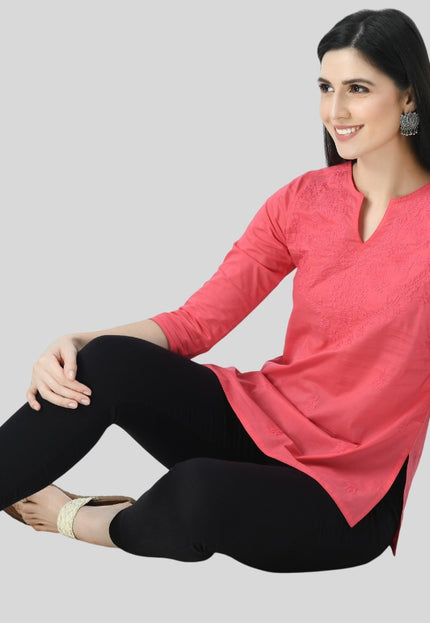 Self Chikan Short Kurti For Women