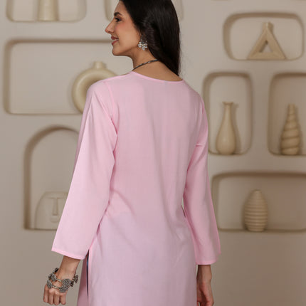 Qazmi Women Kashmiri Aari Embroidered Viscose Rayon Short Kurta