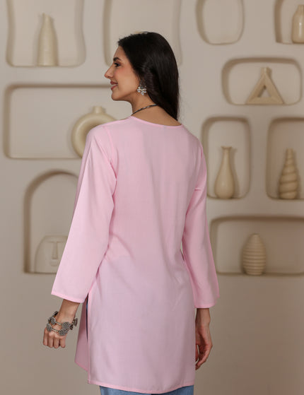 Qazmi Women Kashmiri Aari Embroidered Viscose Rayon Short Kurta