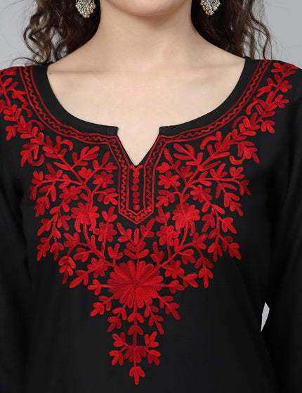 Black Maron Aari Long Kurti For Women