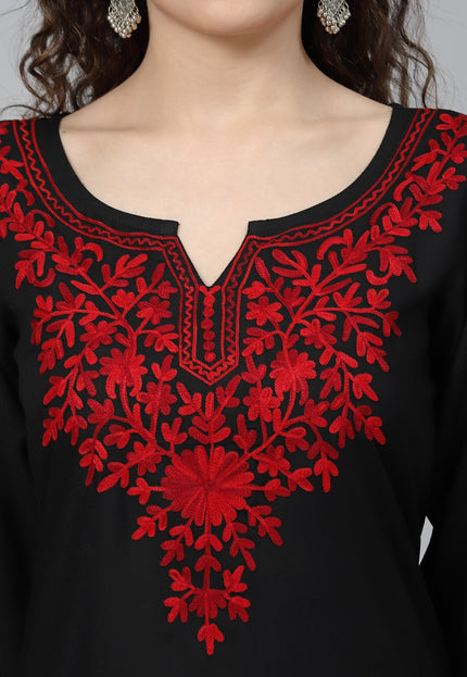 Black Maron Aari Long Kurti For Women