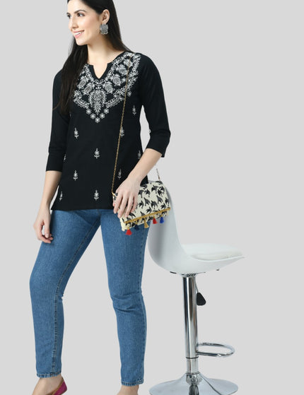 Chikan Short Kurti For Women