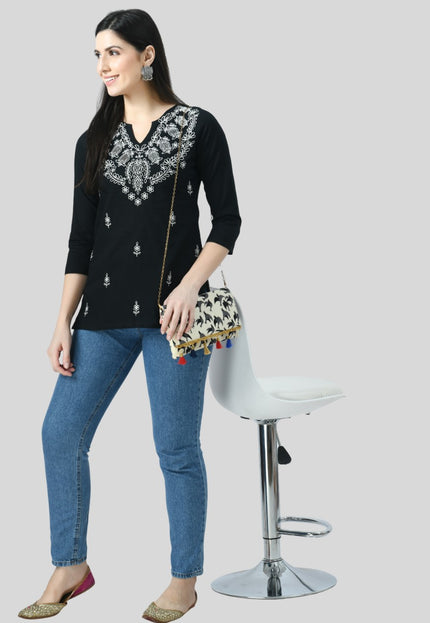 Chikan Short Kurti For Women