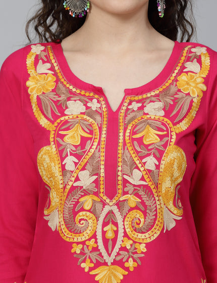 QAZMI Kashmiri Embroidered Straight Kurta
