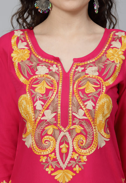 QAZMI Kashmiri Embroidered Straight Kurta
