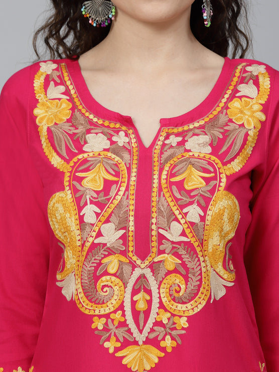 QAZMI Kashmiri Embroidered Straight Kurta