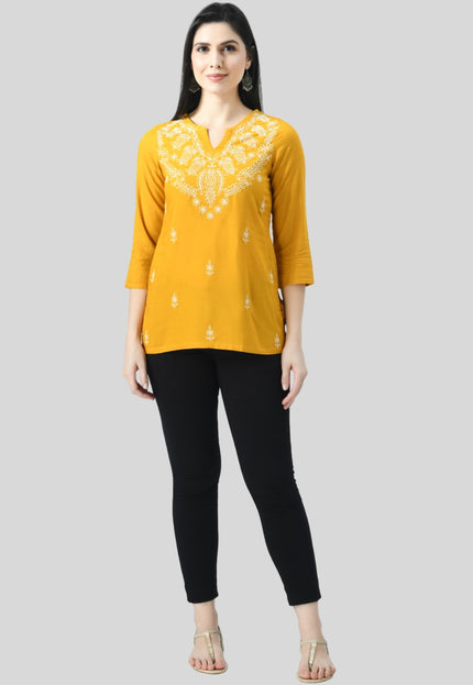 Chikan Short Kurti For Women