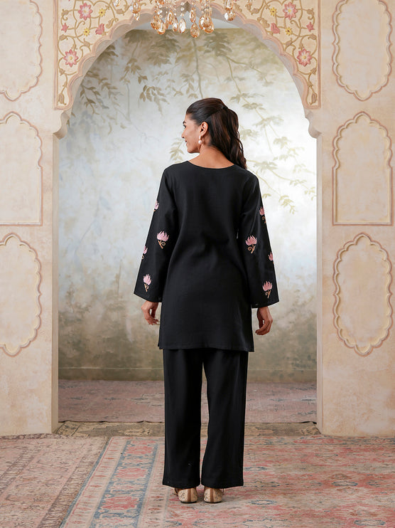 Qazmi Women's Kashmiri Chinarkari Work Olive Green CoOrd Set