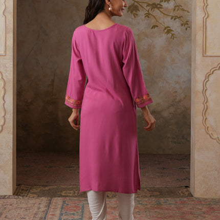 Huma Aari Work Straight Kurta