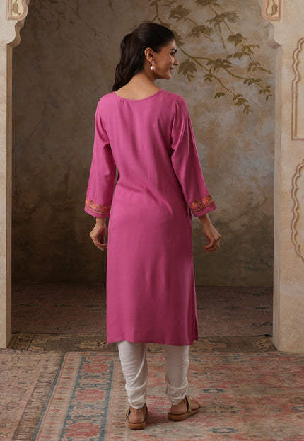 Huma Aari Work Straight Kurta