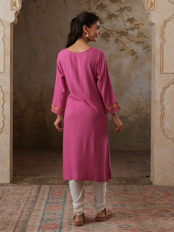 Huma Aari Work Straight Kurta