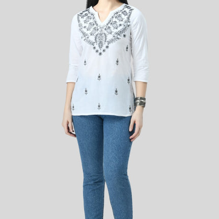 Chikan Short Kurti For Women