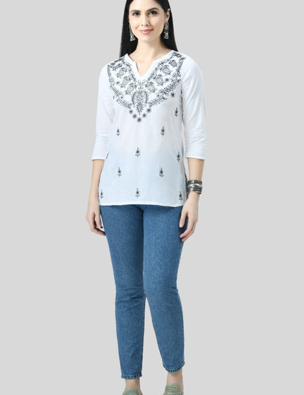 Chikan Short Kurti For Women