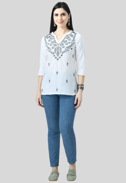 Chikan Short Kurti For Women