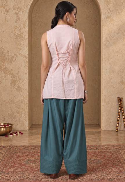 Vaani Peach & Green Farshi Set