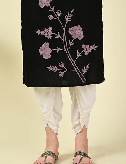 Black Reel Sleevless Long Kurti For Women