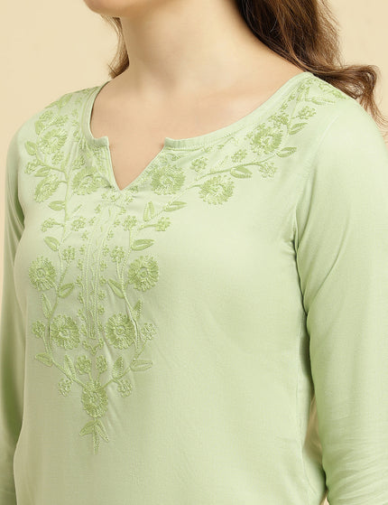 Green Self SilK Short Kurti For Women