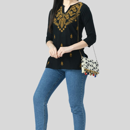 Chikan Short Kurti For Women