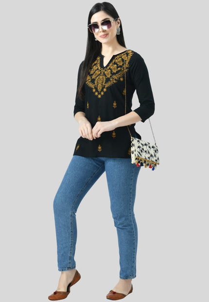 Chikan Short Kurti For Women