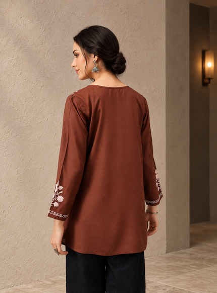 Qazmi Women's Kashmiri A-Line  Flared Kurti