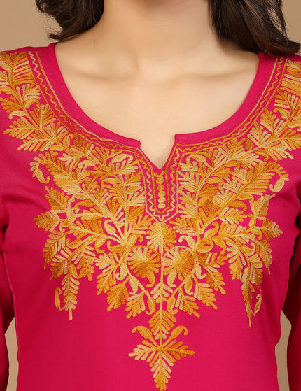 Zeenat Aari Pink Long Kurti For Women