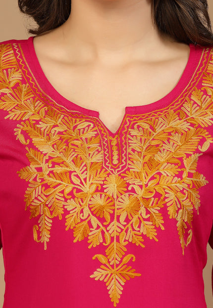 Zeenat Aari Pink Long Kurti For Women