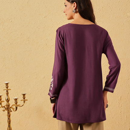 Qazmi Women's Kashmiri A-Line  Flared Kurti