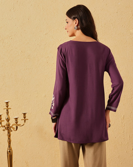 Qazmi Women's Kashmiri A-Line  Flared Kurti