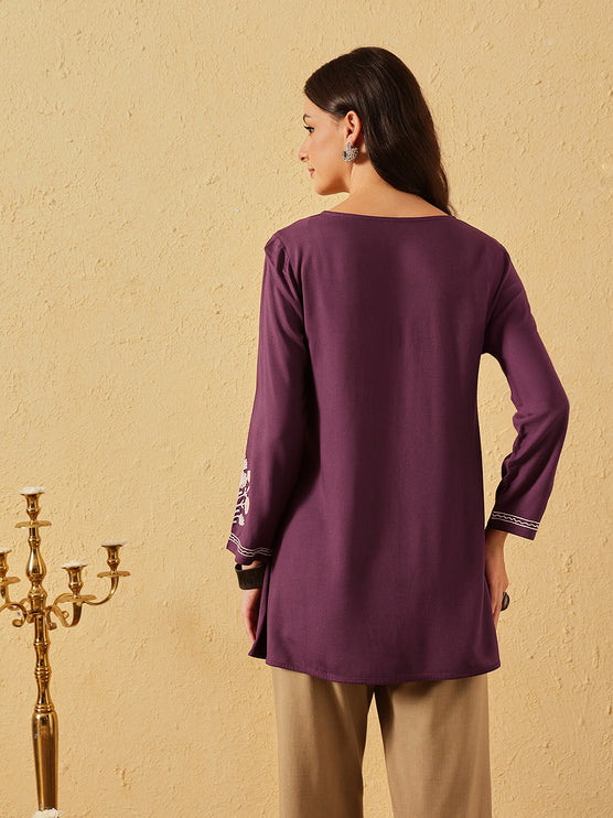 Qazmi Women's Kashmiri A-Line  Flared Kurti