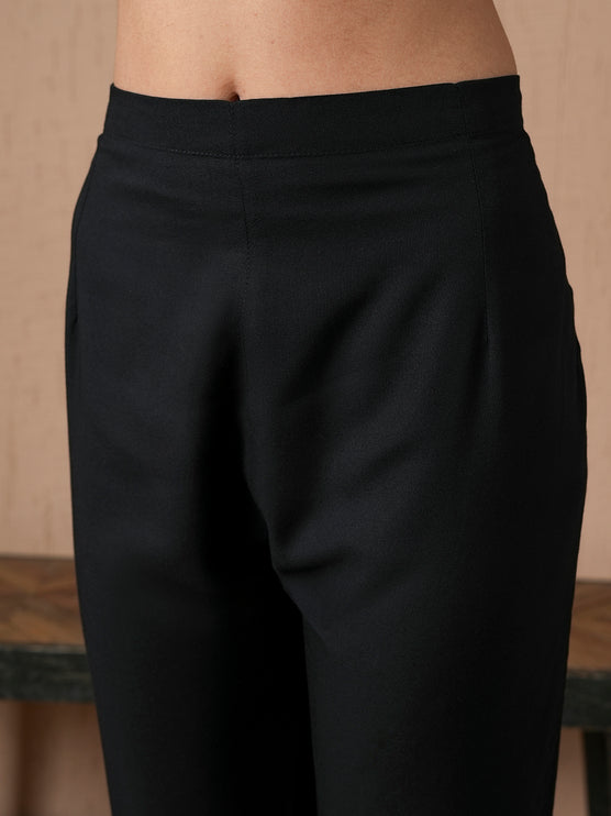 Qazmi Women's Mysa Kashmiri Aari Work Dark Wine Kurta Set